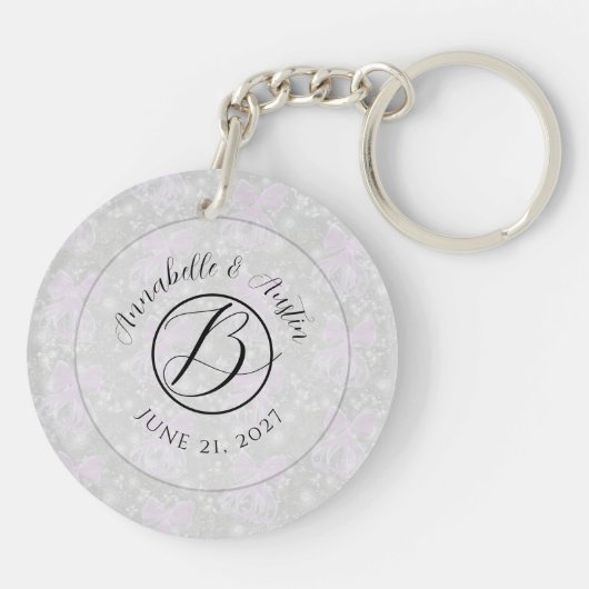 Porte-clés Monogram Coquette Pink sheer bows- Brides  (Dos)