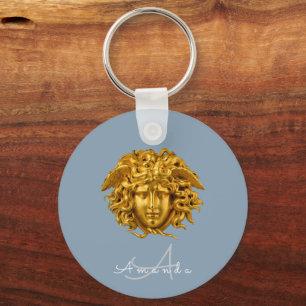 Porte-clés Monogram Couture Masque Medusa Or Dusty Blue