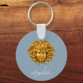 Porte-clés Monogram Couture Masque Medusa Or poussière bleu (Verso)