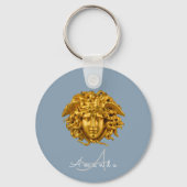 Porte-clés Monogram Couture Masque Medusa Or poussière bleu (Verso)