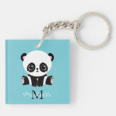 Porte-clés Monogram Cute Panda Personnalisé Bubble Gum Bleu (Dos)