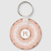 Porte-clés Monogram doughnut rose rose feuille or script glam (Recto)