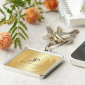 Porte-clés Monogram Faux Gold Votre nom Élégant Modèle (Côté)