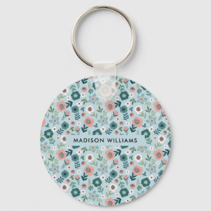Porte-clés Monogram Flower Modern Minimalist  Keychain
