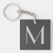 Porte-clés Monogram Grey Modern Ajouter Votre Nom Initial (Devant)
