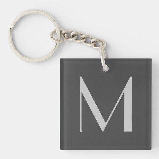 Porte-clés Monogram Grey Modern Ajouter Votre Nom Initial (Devant)
