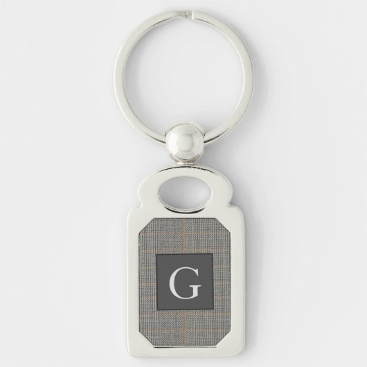 Porte-clés Monogram Grey Tweed Groomsman Bestman Mariage Cade (Devant)