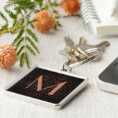 Porte-clés Monogram Initial Dark Floral Rose Golden Orange (Côté)