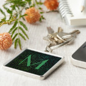 Porte-clés Monogram Initial Dark Floral Rose Green Gradiant (Côté)