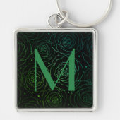 Porte-clés Monogram Initial Dark Floral Rose Green Gradiant (Devant)