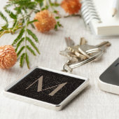 Porte-clés Monogram Initial Dark Floral Rose Timeless Neutral (Côté)