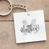 Porte-clés Monogram Modern Cool Grunge Ajouter Votre Nom