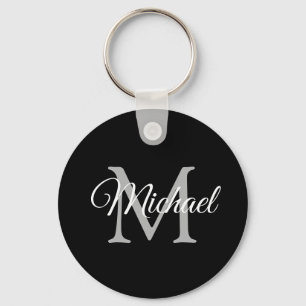 Porte-clés Monogram Name Elegant Modern Template Circle