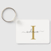 Porte-clés Monogram Or Gris Écriture Nom Moderne Moderne (Verso)