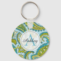 Monogram Paisley Colorée Aqua Boho Chic tendance