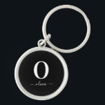 Porte-clés Monogram Script Name Personalized Black And White<br><div class="desc">This stylish monogram and elegant script name design can be given as a gift for a birthday,  wedding favor,  bridal shower or any occasion. It can be customized with the person's initial and name.</div>