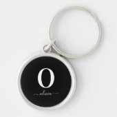 Porte-clés Monogram Script Name Personalized Black And White (Devant)