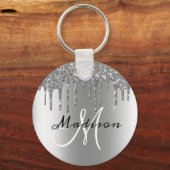 Porte-clés Monogram Silver Glitter Drips Sparkle (Recto)