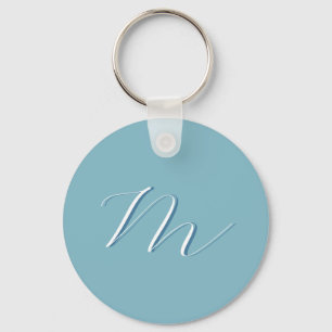 Porte-clés Monogram Solide Blue Pastel Minimaliste Profession