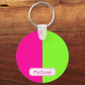 Porte-clés Monogram vert moderne de Bright Neon Pink (Recto)