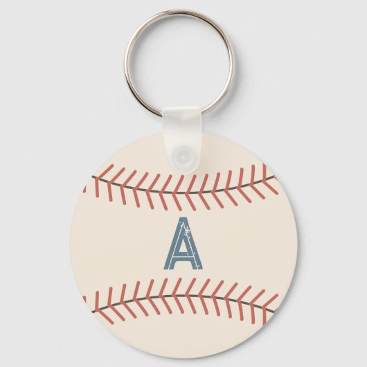 Porte-clés Monogram Vintage Baseball Keychain Gift (Recto)