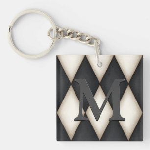 Porte-clés Monograme de Black & White Harlequin
