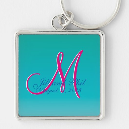 Porte-clés Monogramme 3d Turquoise Bleu Fantastique Fab Fun (Devant)