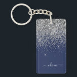 Porte-clés Monogramme à Parties scintillant étincelante en ar<br><div class="desc">Parties scintillant Argent et Marine Blue Sparkle Script Monogramme Nom Porte - clé. Cela rend le cadeau parfait pour 16 ans,  mariage,  douche nuptiale,  anniversaire,  baby shower ou bachelorette pour quelqu'un qui aime le luxe glam et les styles chic.</div>