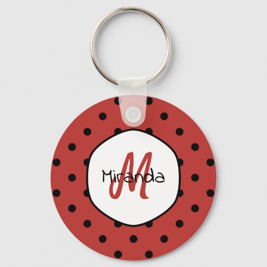 Porte-clés Monogramme à pois rouges (Recto)