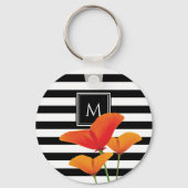 Porte-clés Monogramme à rayures noires chic (Recto)