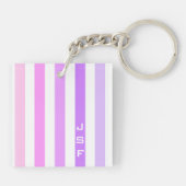 Porte-clés Monogramme à rayures verticales rose et violet (Dos)