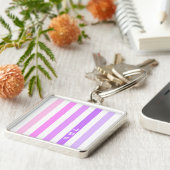 Porte-clés Monogramme à rayures verticales rose et violet (Côté)