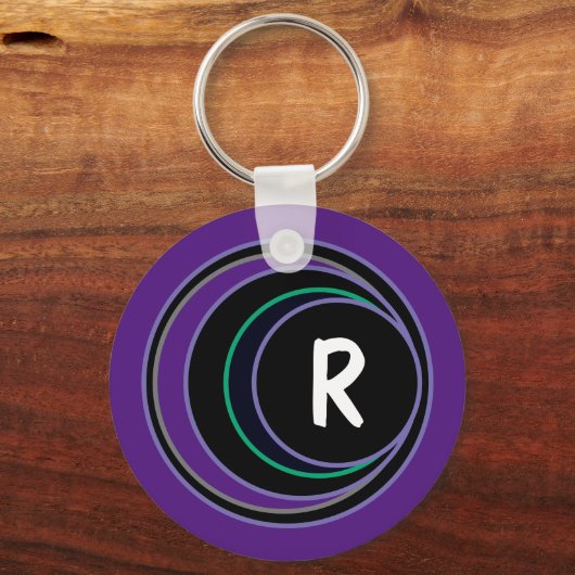 Porte-clés Monogramme Abstrait moderne violet (Recto)