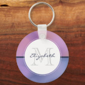 Porte-clés Monogramme Abstrait moderne violet et rose (Recto)