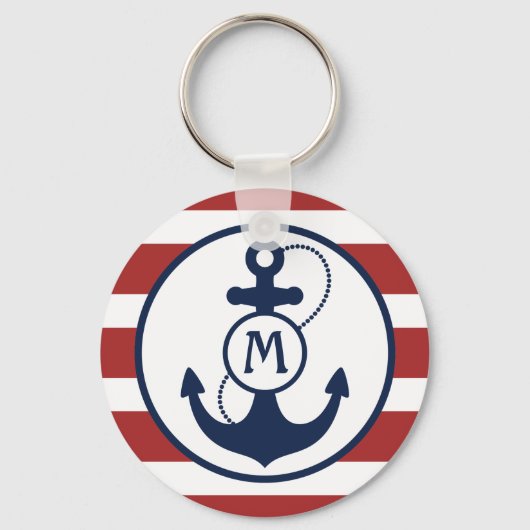Porte-clés Monogramme Ancre marine rouge (Recto)