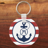 Porte-clés Monogramme Ancre marine rouge (Recto)