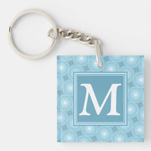 Porte-clés Monogramme ange bleu cercles motif (Devant)