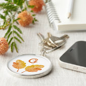 Porte-clés Monogramme Automne Chute Folithe Orange Feuilles (Côté)