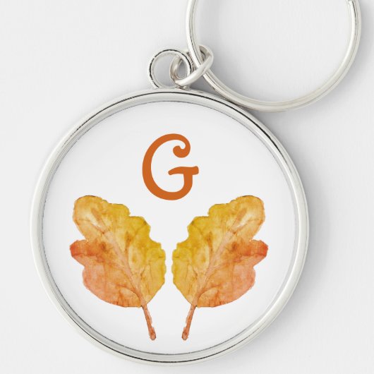 Porte-clés Monogramme Automne Chute Folithe Orange Feuilles (Devant)