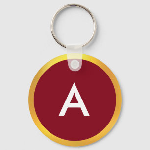 Porte-clés Monogramme avec cercle doré sur fond blanc et cram