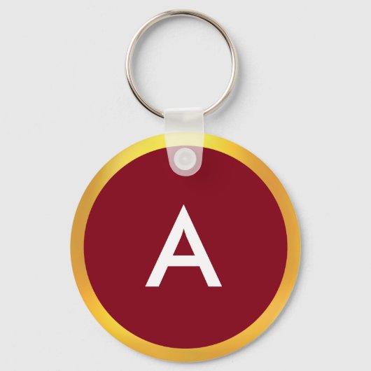 Porte-clés Monogramme avec cercle doré sur fond blanc et cram (Recto)