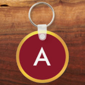 Porte-clés Monogramme avec cercle doré sur fond blanc et cram (Recto)