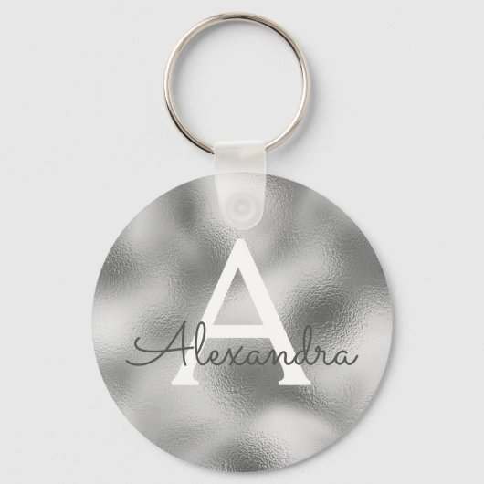 Porte-clés Monogramme avec feuille d'argent et éclat (Recto)