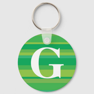 Porte-clés Monogramme avec un arrière - plan rayé coloré -
