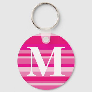 Porte-clés Monogramme avec un arrière - plan rayé coloré -