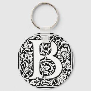 Porte-clés Monogramme B initial. Nom customisé Modèle floral