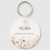 Porte-clés monogramme beige rose fleur sauvage (Verso)