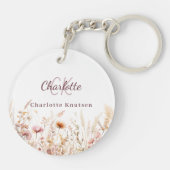 Porte-clés monogramme beige rose fleur sauvage (Dos)