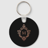 Porte-clés Monogramme Black Rose Elegant Rose Or Ornate Crest (Verso)