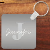 Porte-clés Monogramme blanc curé et gris | Couleurs modifiabl (Verso)